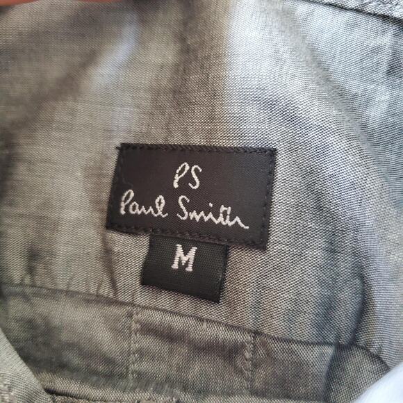 Paul Smith Shirt Mens Medium Gray Button Up Long Sleeve Made In Portugal Cotton - Picture 3 of 8